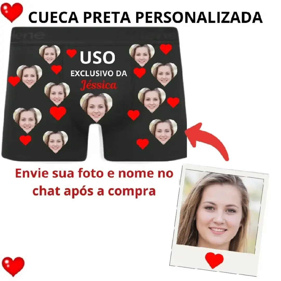 Cueca preta personalizada com foto e coração — foto 5