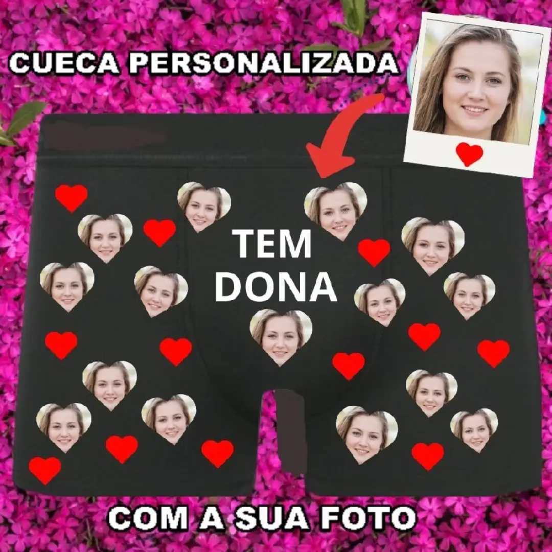 Cueca preta personalizada com foto e coração — foto 12