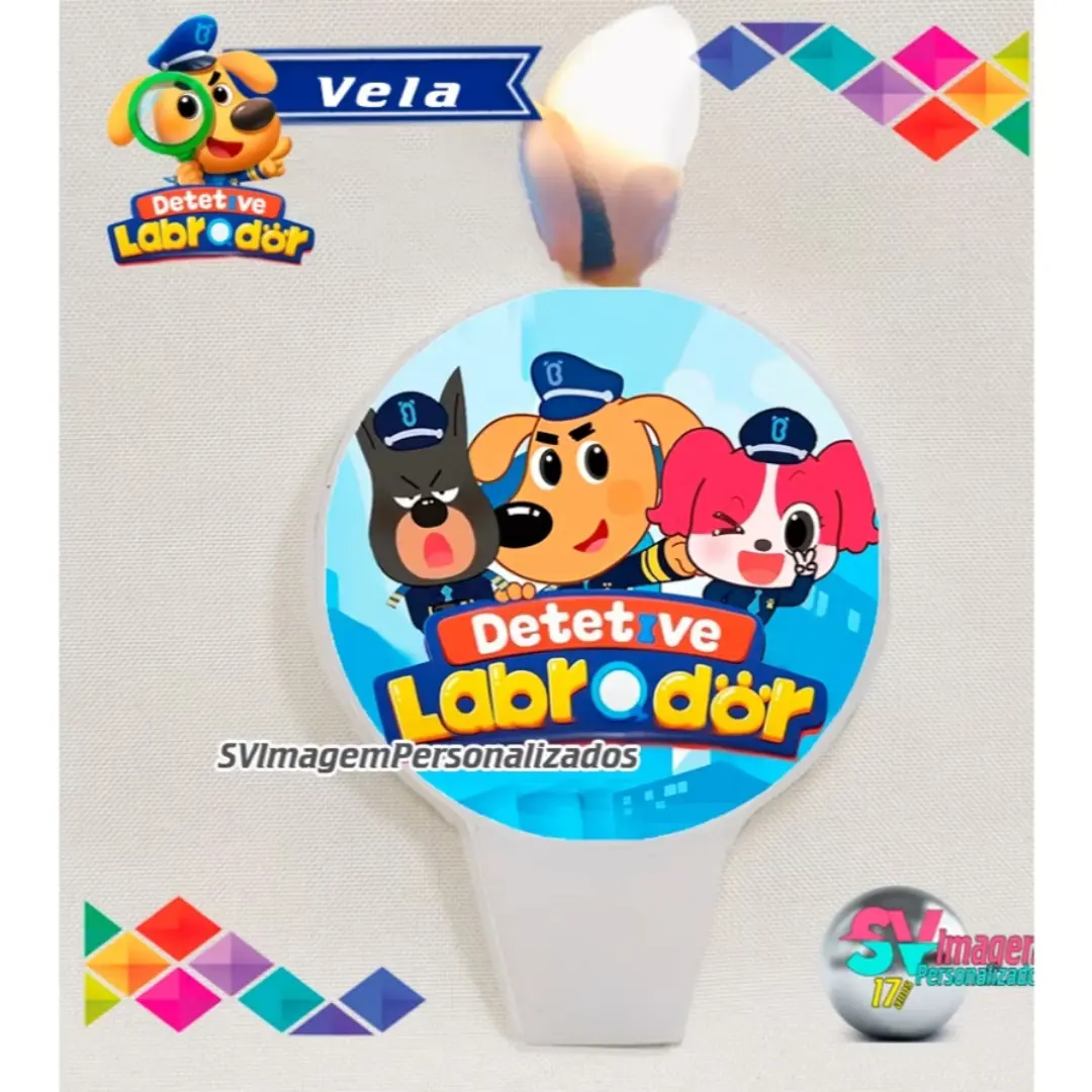 Vela de aniversário Detetive Labrador — nome e idade — foto 3