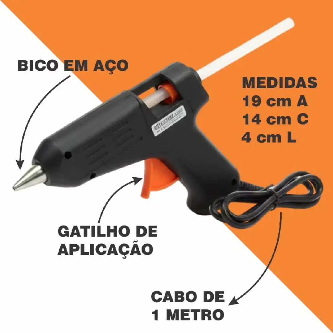 Pistola de cola quente bivolt 10 W com bastões — foto 6
