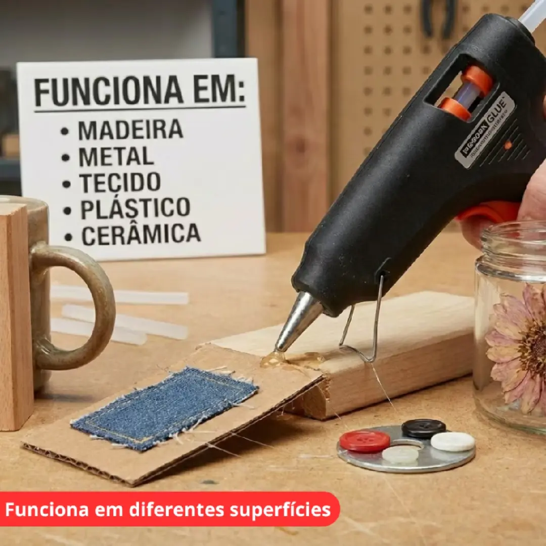 Pistola de cola quente bivolt 10 W com bastões — foto 8