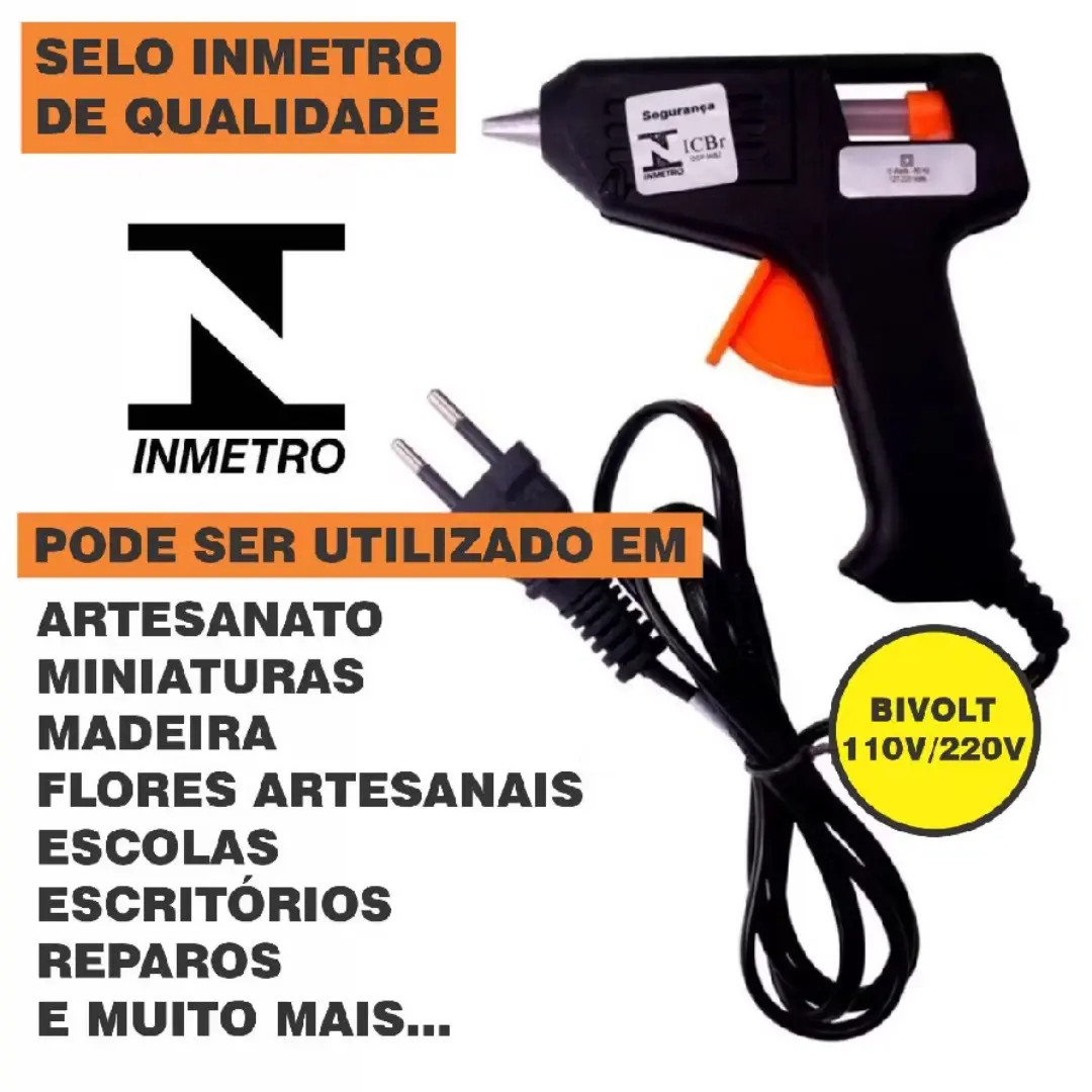 Pistola de cola quente bivolt 10 W com bastões — foto 10