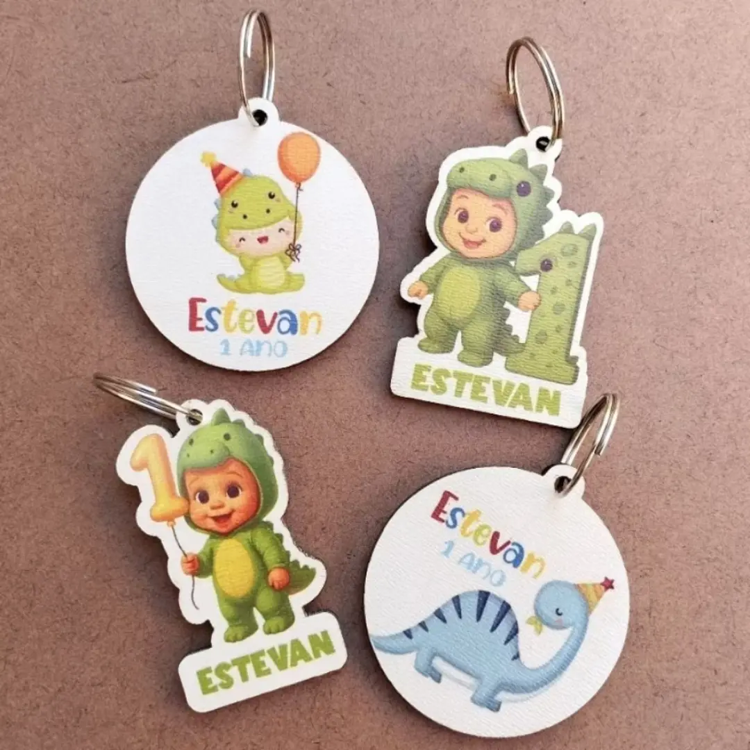 Kit 25 chaveiros dinossauro MDF personalizados — foto 2