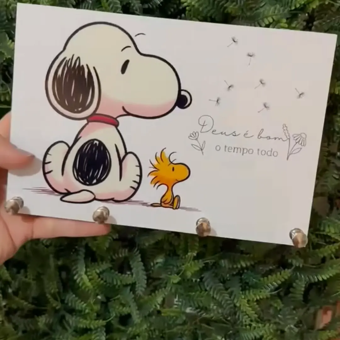 Porta-chaves Snoopy MDF 15 mm — ‘Deus é bom’ — foto 2