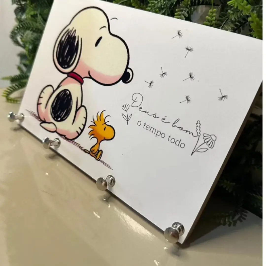Porta-chaves Snoopy MDF 15 mm — ‘Deus é bom’ — foto 3