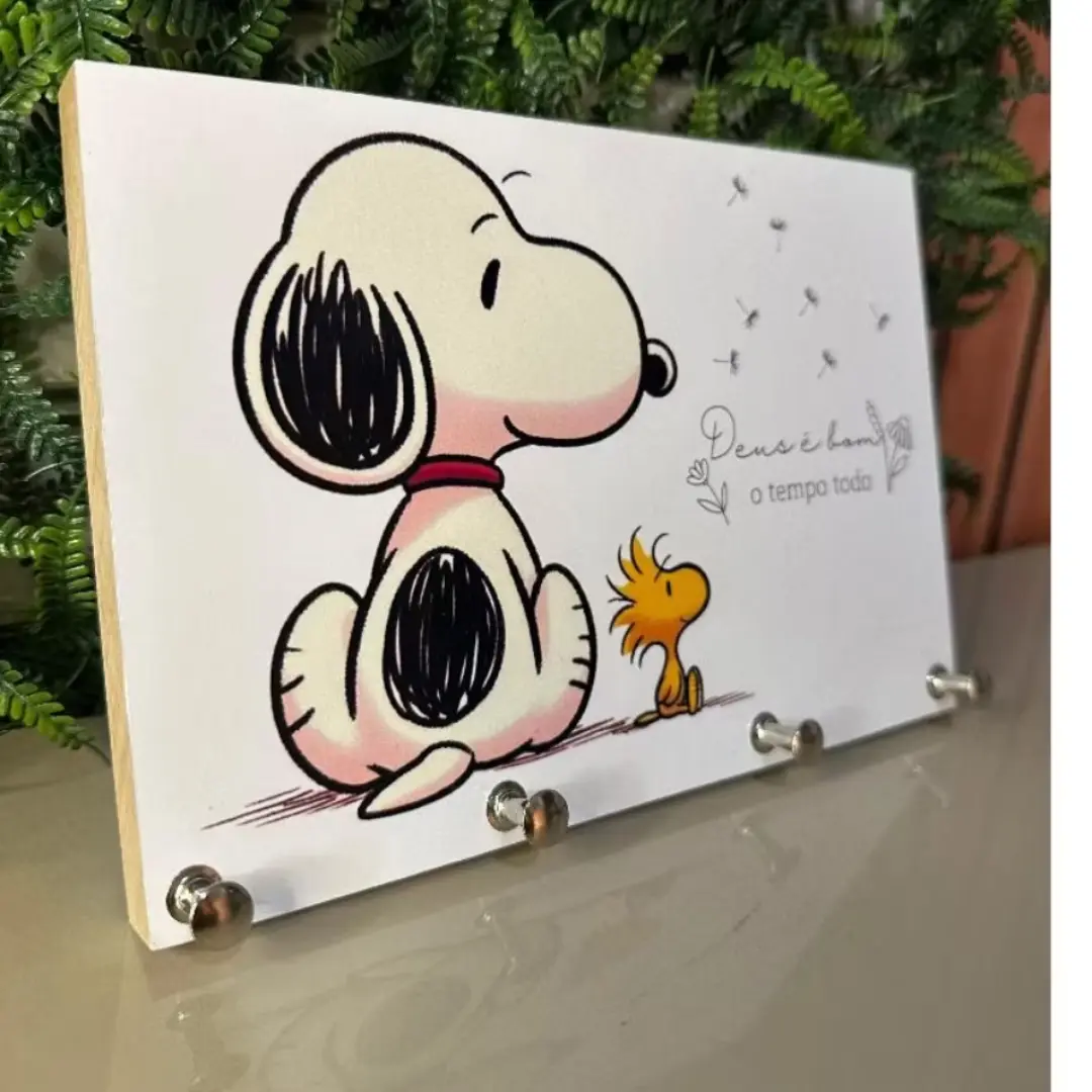 Porta-chaves Snoopy MDF 15 mm — ‘Deus é bom’ — foto 4