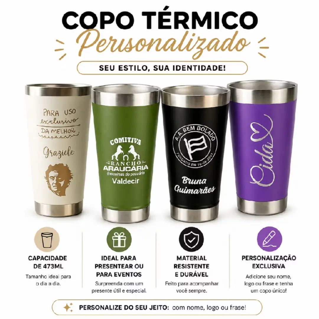 Copo térmico inox 473 ml gravação a laser — foto 5