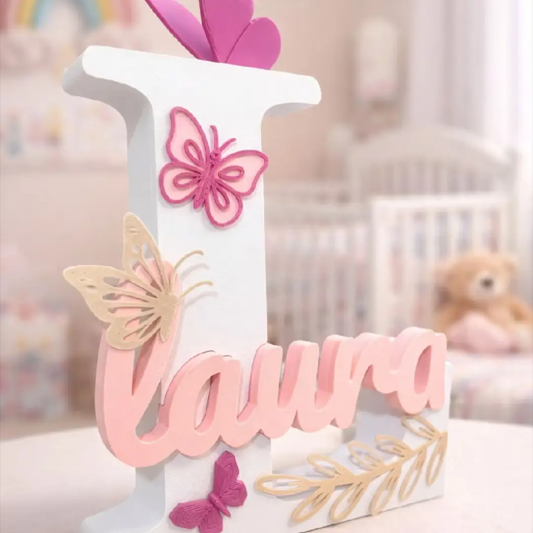 Letra inicial 3D personalizada com nome — ~19,5 cm — foto 2