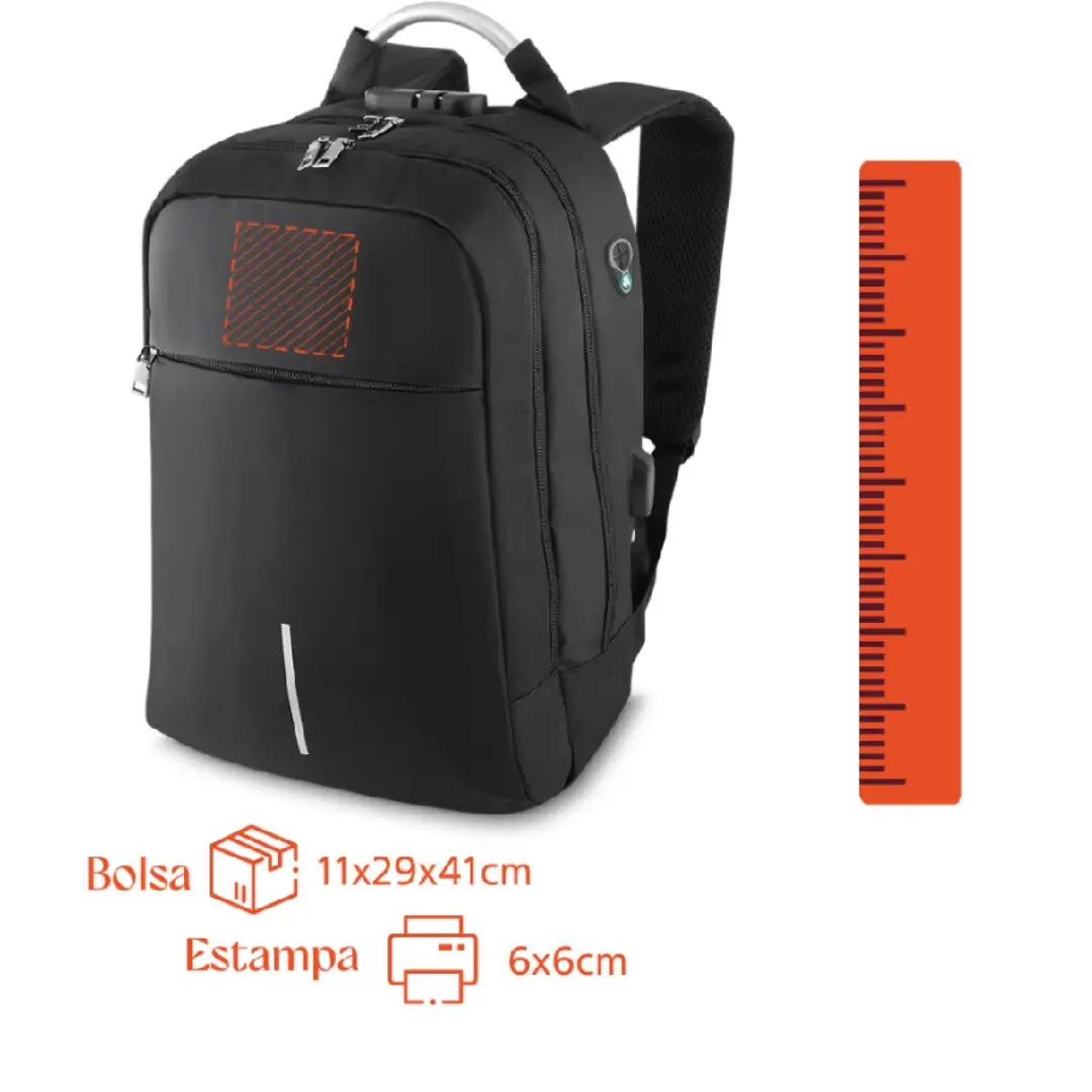 Kit mochilas notebook personalizadas — logo, USB e trava — foto 6