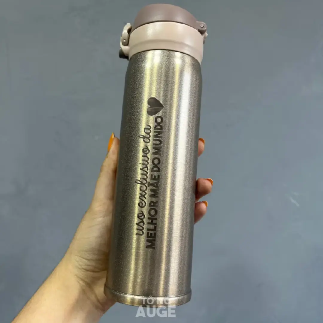 Kit 5 garrafas térmicas 400 ml — gravação a laser — foto 3