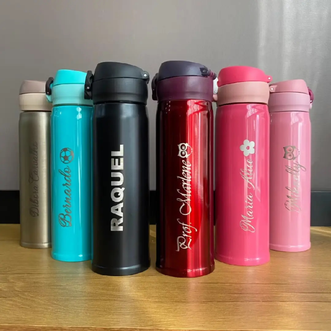 Kit 5 garrafas térmicas 400 ml — gravação a laser — foto 13