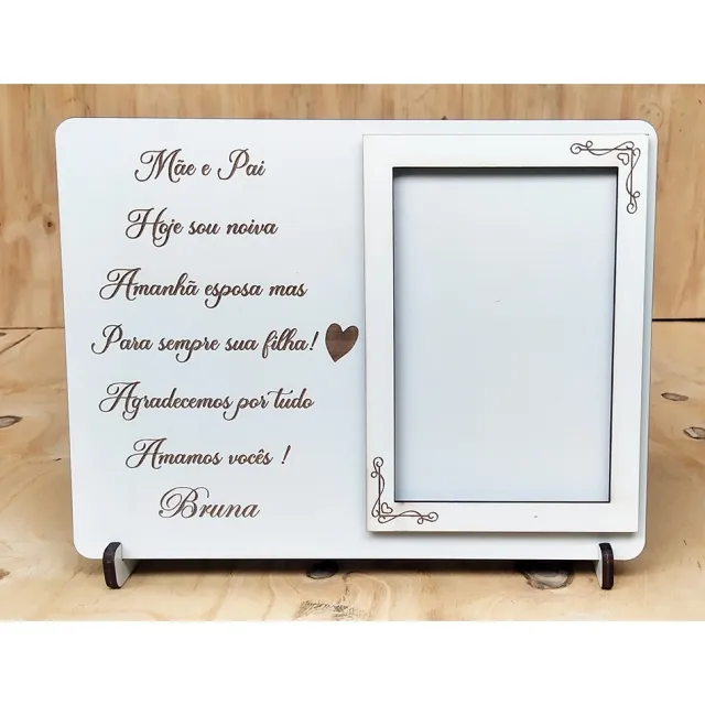 Porta-retrato casamento MDF 30×20 — foto 10×15