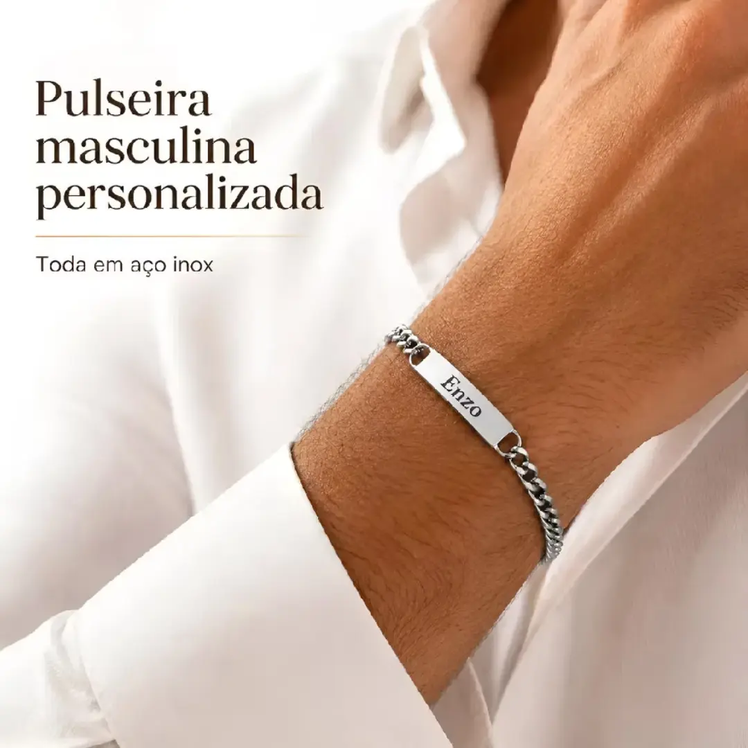 Pulseira com nome gravado — aço inox (variação) — foto 3