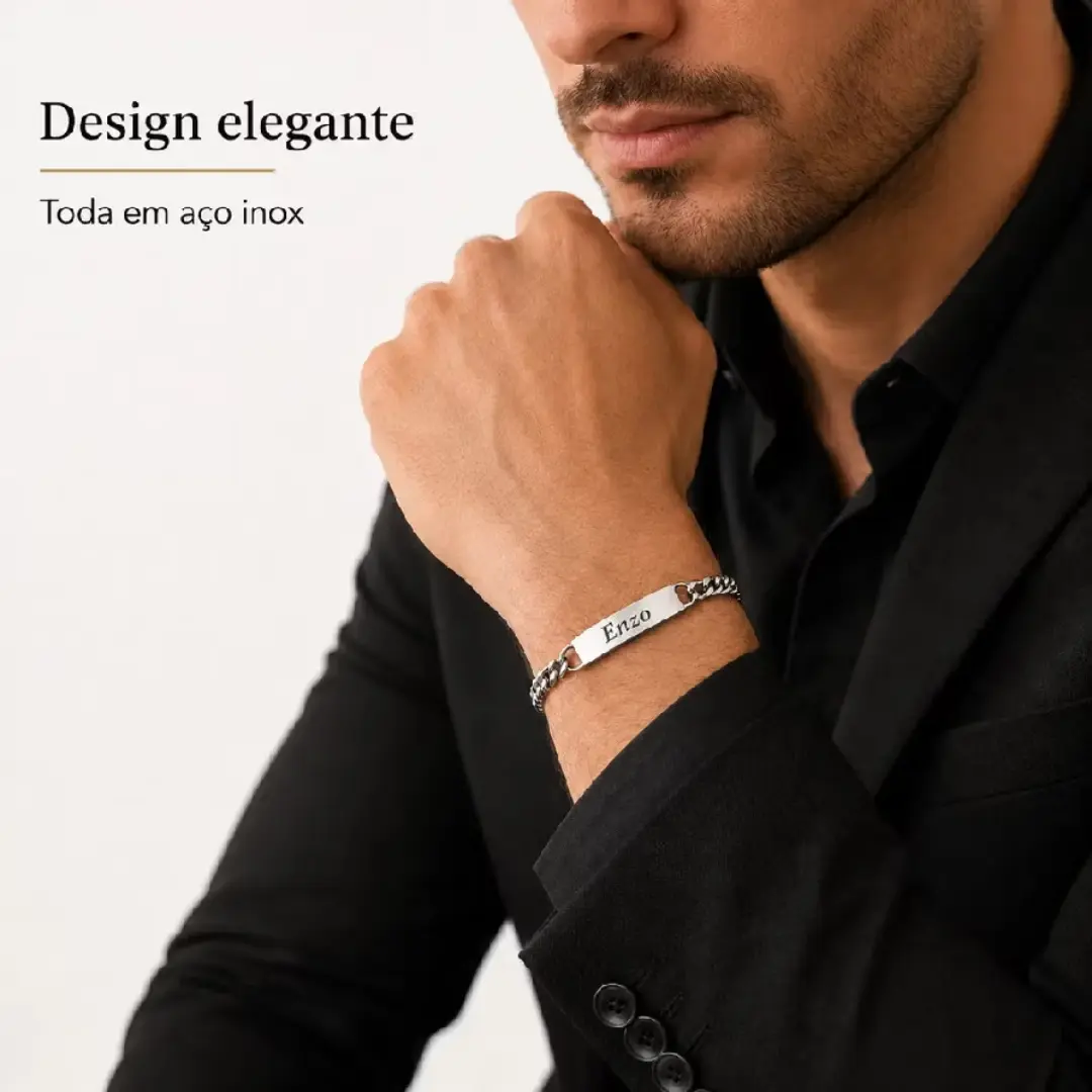 Pulseira com nome gravado — aço inox (variação) — foto 8