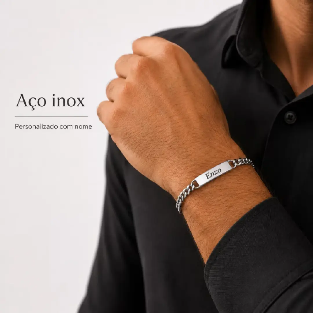 Pulseira com nome gravado — aço inox (variação) — foto 9