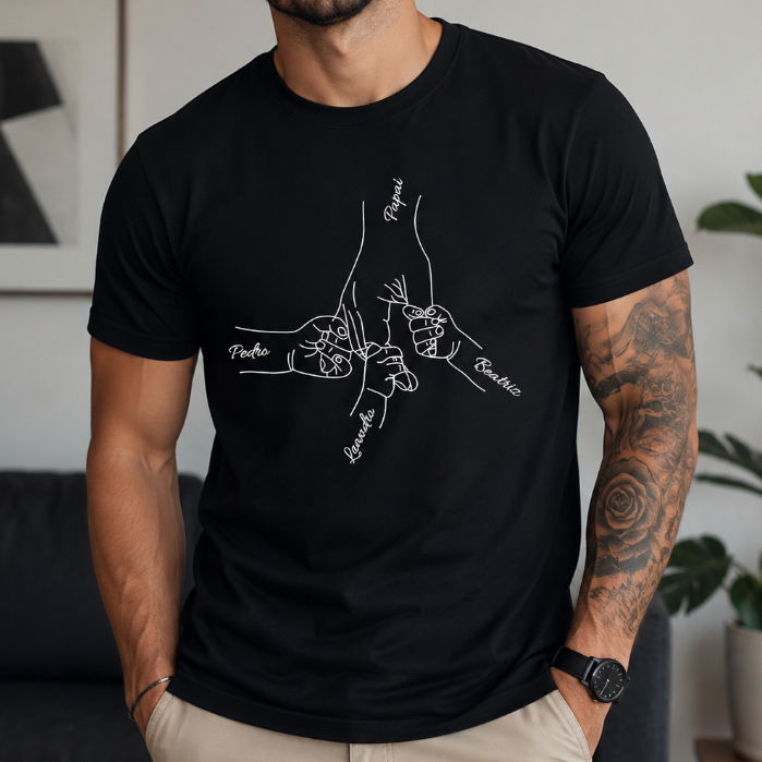 Camiseta personalizada para pai com nomes dos filhos