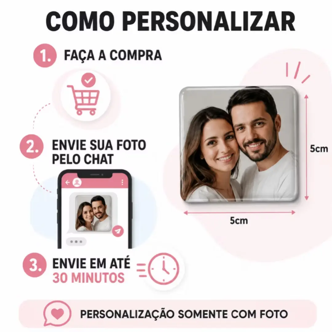 Ímã botton com foto 5×5 cm — quadrado brilhante — foto 7