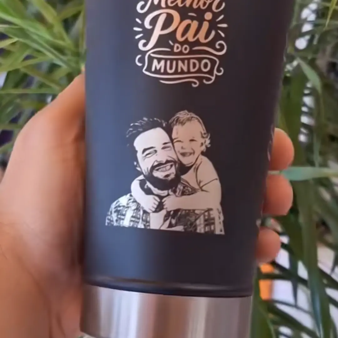 Copo térmico 500 ml Melhor Pai com foto — foto 2