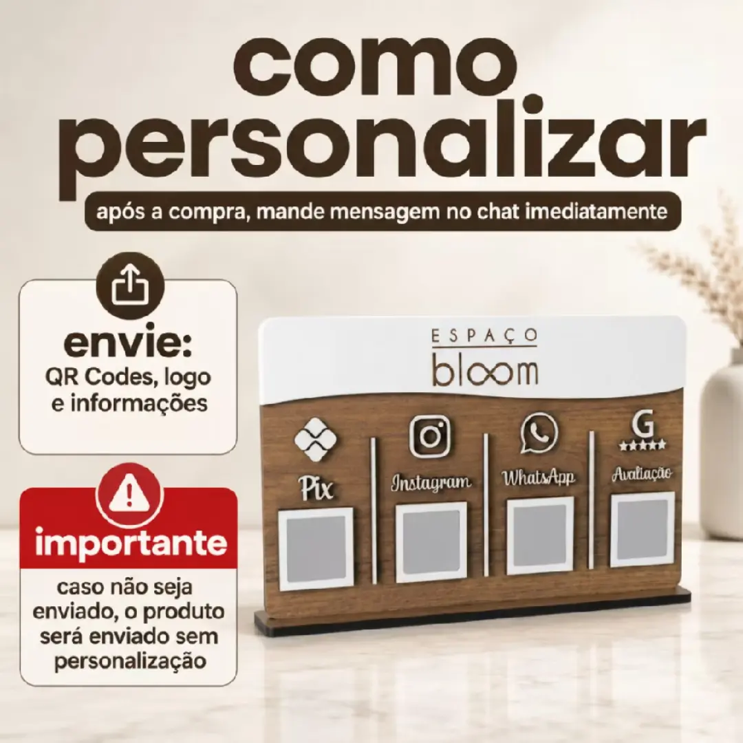 Display de mesa QR Code MDF — PIX e canais — foto 4