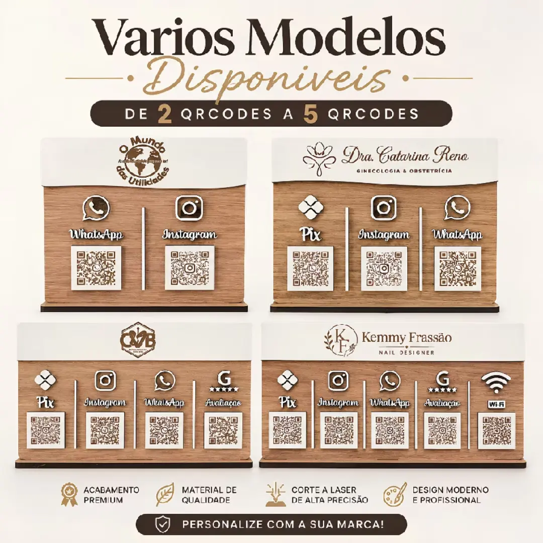 Display de mesa QR Code MDF — PIX e canais — foto 5