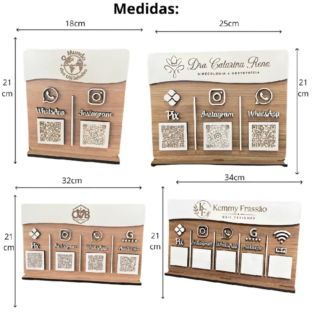 Display de mesa QR Code MDF — PIX e canais — foto 7