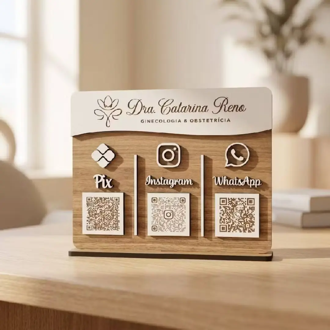 Display de mesa QR Code MDF — PIX e canais — foto 9