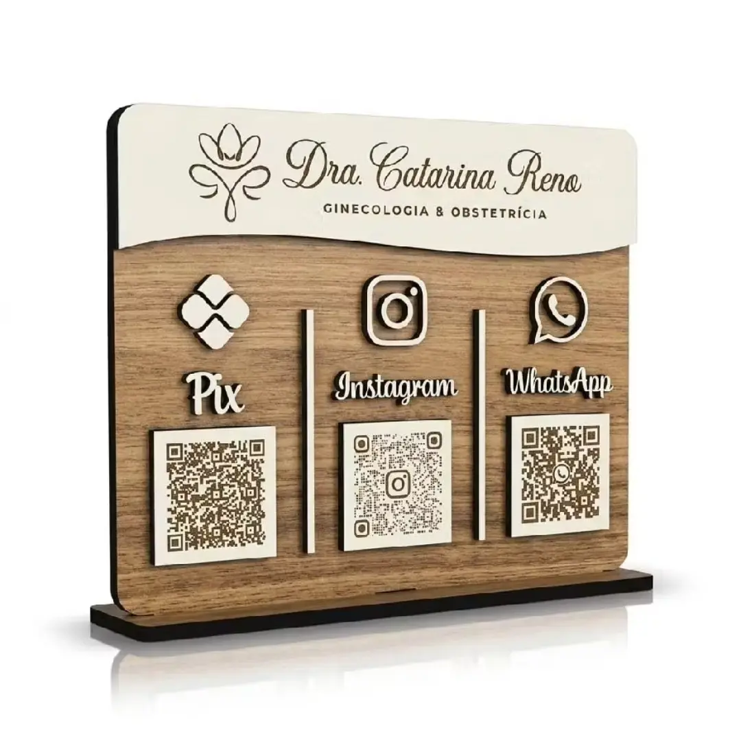 Display de mesa QR Code MDF — PIX e canais — foto 12