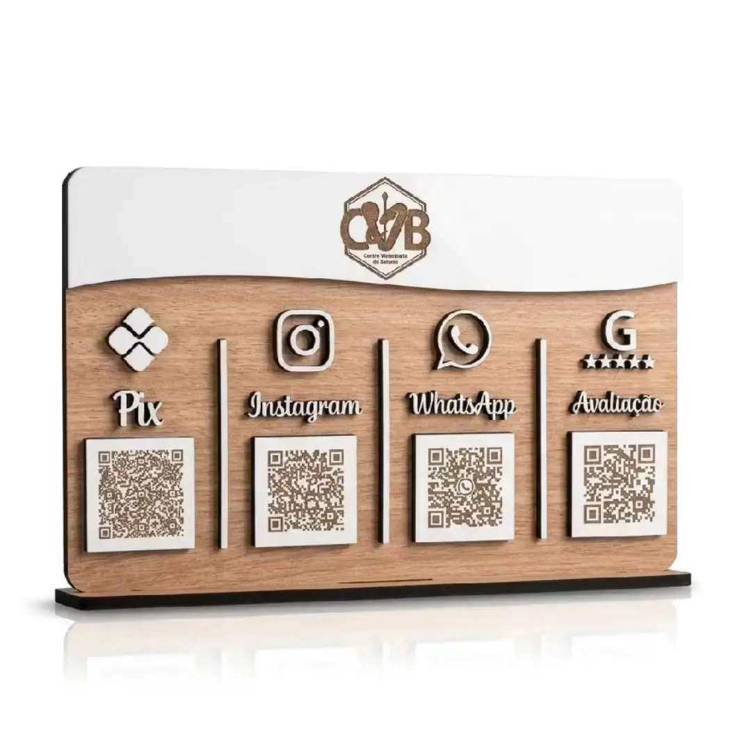 Display de mesa QR Code MDF — PIX e canais — foto 13