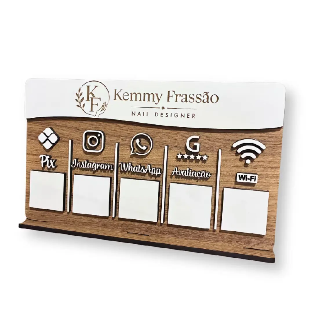 Display de mesa QR Code MDF — PIX e canais — foto 14