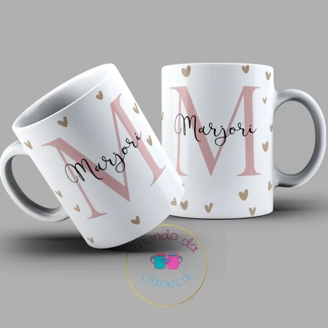 Caneca porcelana 325 ml — inicial e nome