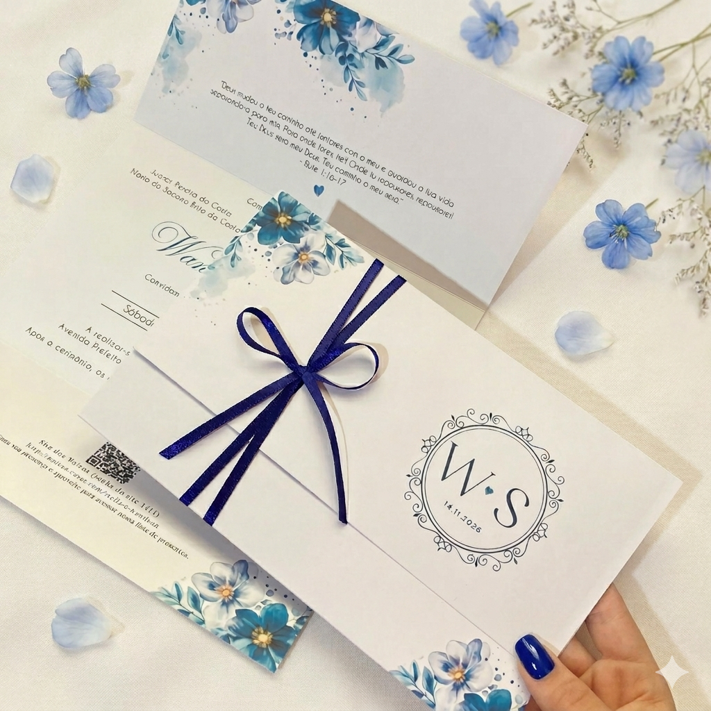 Convite de casamento papel fosco 250g