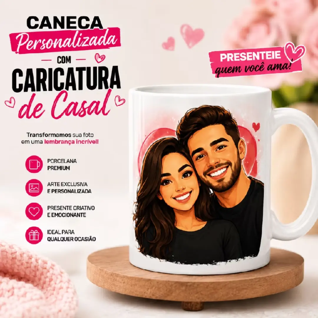Caneca caricatura de casal — 325 ml — foto 3