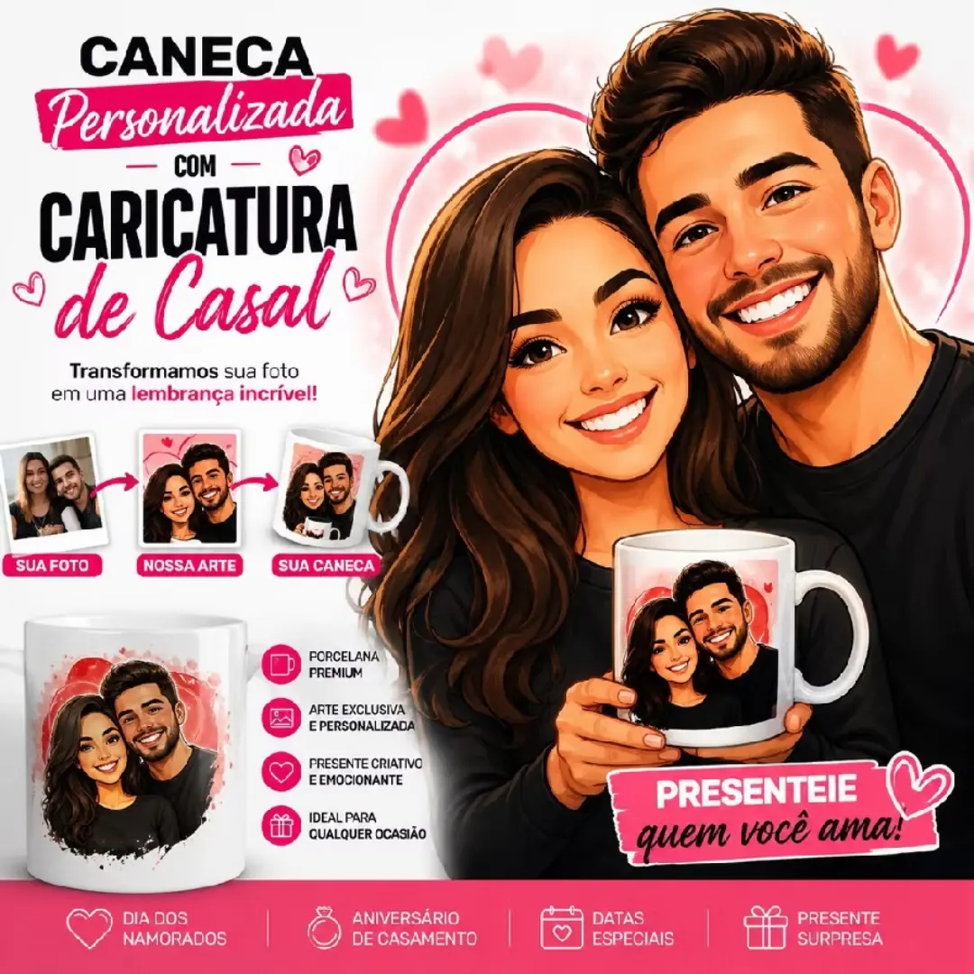 Caneca caricatura de casal — 325 ml — foto 7