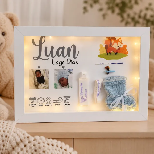 Quadro maternidade LED 20×30 — nome e foto