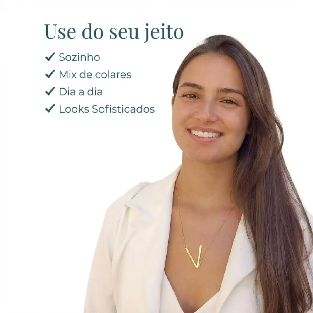 Colar personalizado de letra inicial grande transversal — foto 9