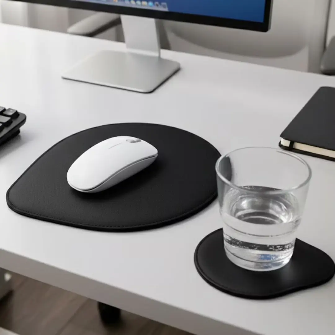 Kit mouse pad + porta-copos — couro sintético — foto 4