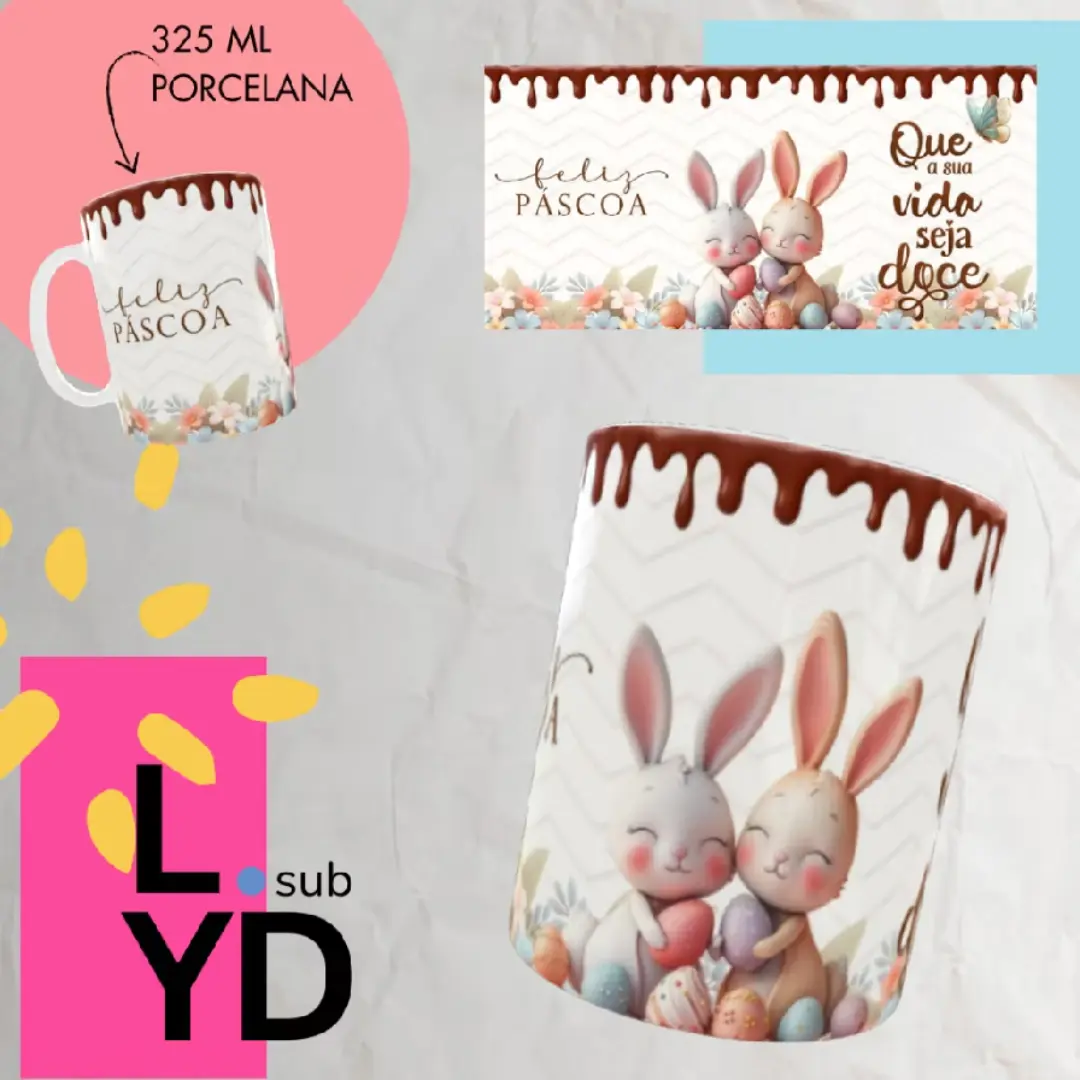 Caneca porcelana Feliz Páscoa 325 ml — foto 3