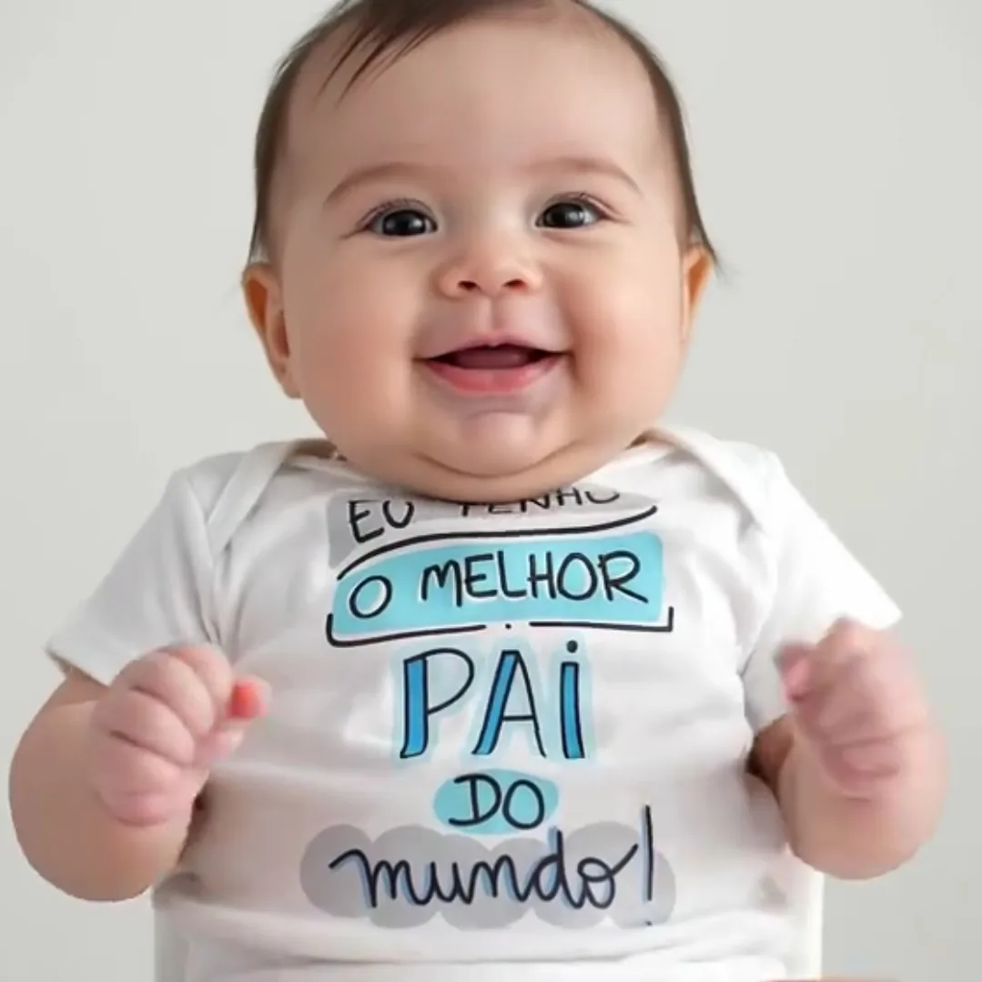 Bebê usando body personalizado