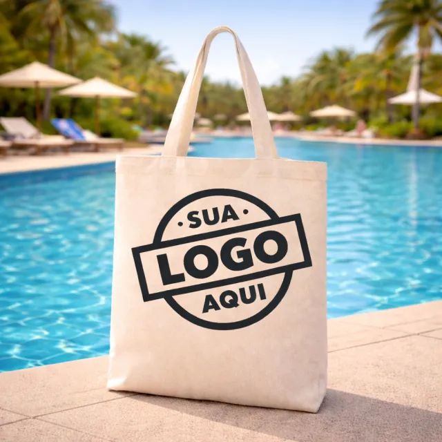 Ecobag personalizada com logo — frente e verso