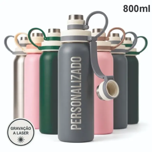 Garrafa inox 800 ml — nome a laser