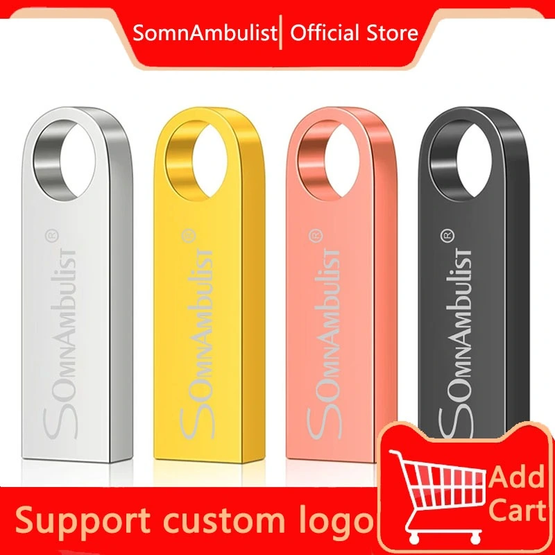 Pendrive metal — logo (capacidades mistas)