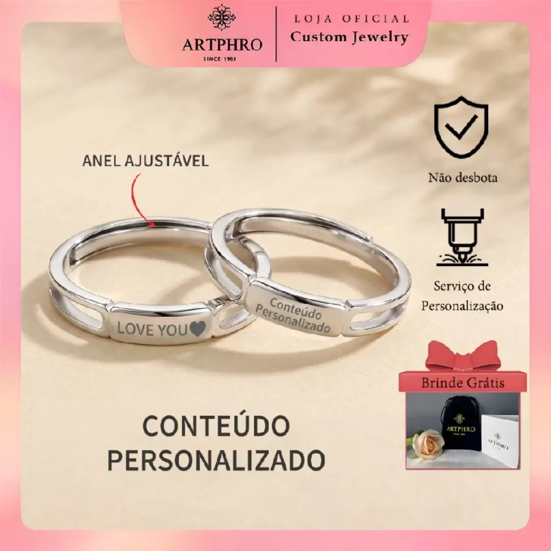 Aliança de casal com nome e data — foto 3