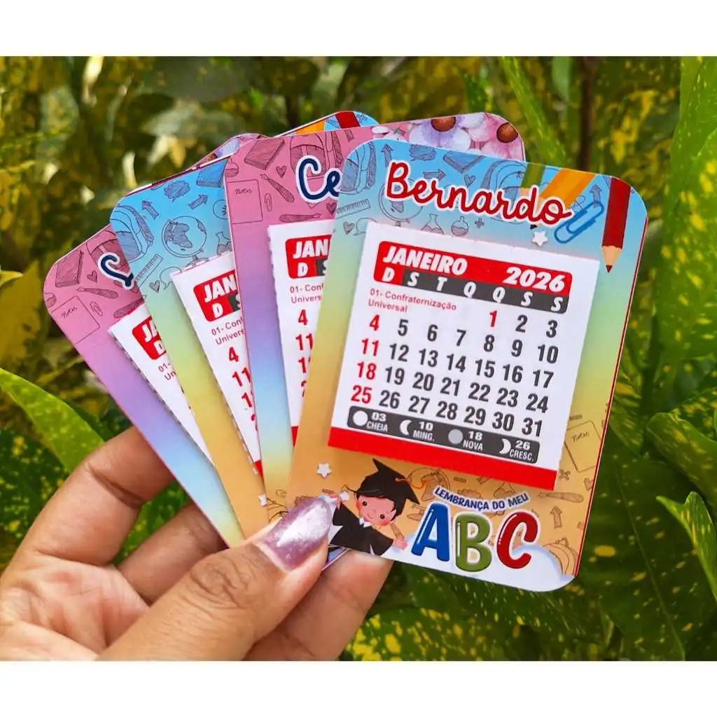 Mini calendário 2027 ímã de geladeira ABC