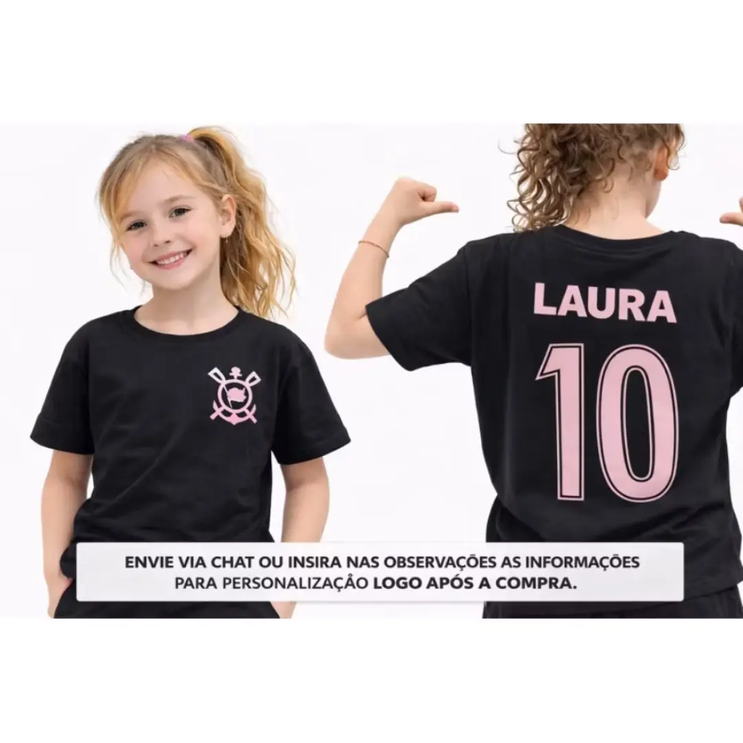 Camiseta infantil algodão — time, nome e número — foto 3
