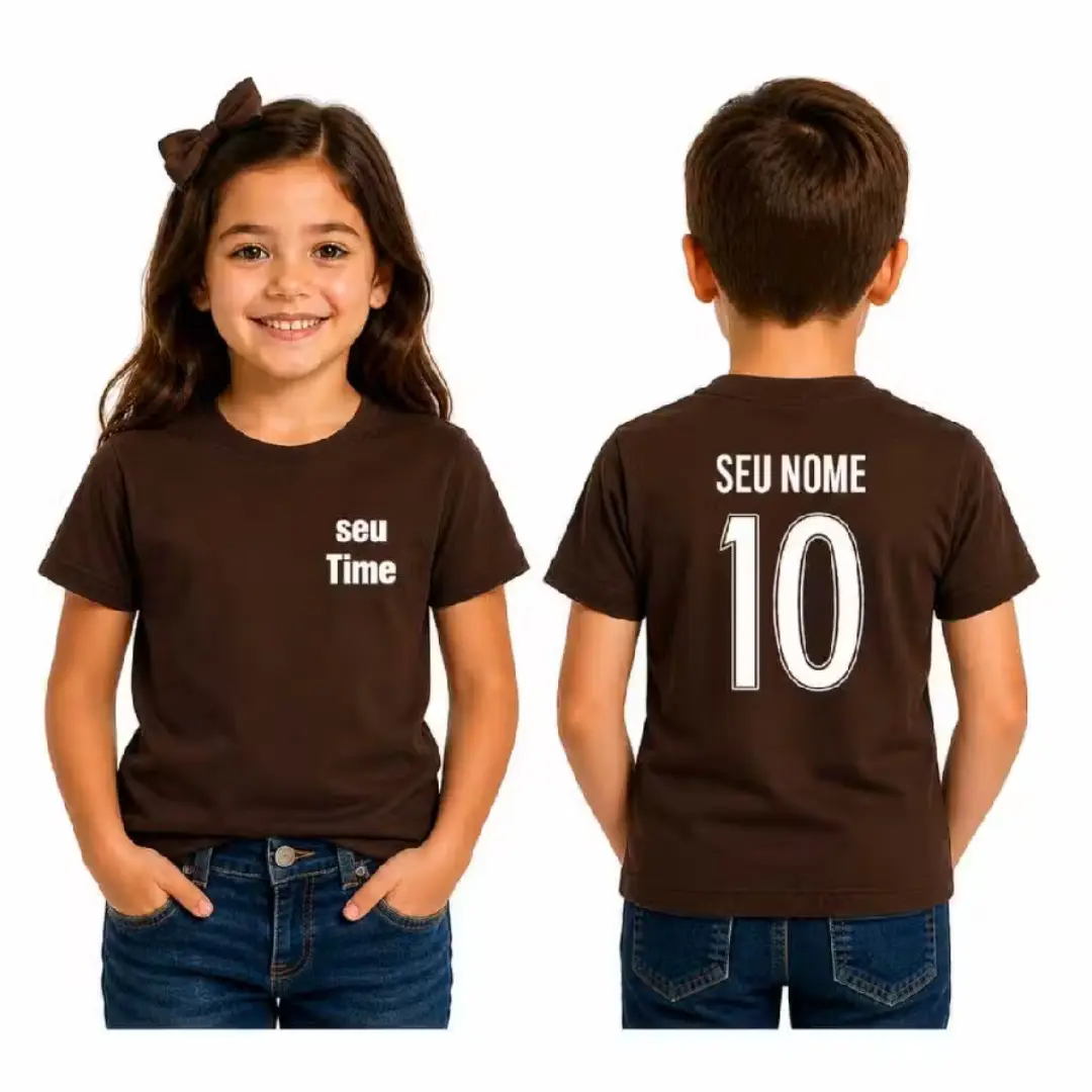 Camiseta infantil algodão — time, nome e número — foto 9