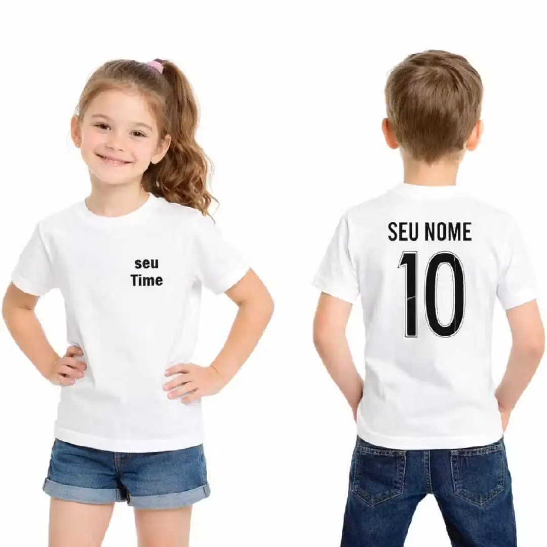 Camiseta infantil algodão — time, nome e número — foto 11