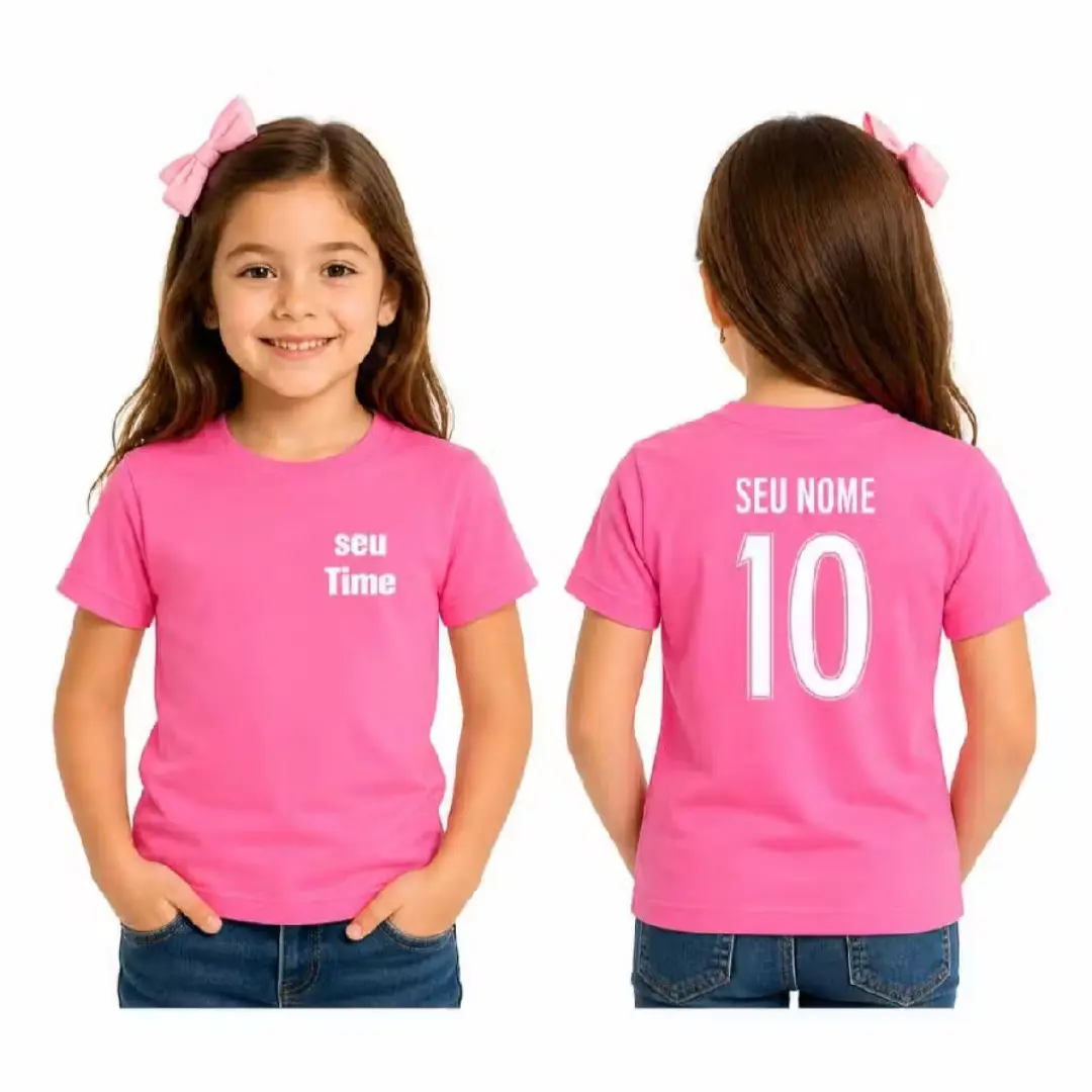Camiseta infantil algodão — time, nome e número — foto 15