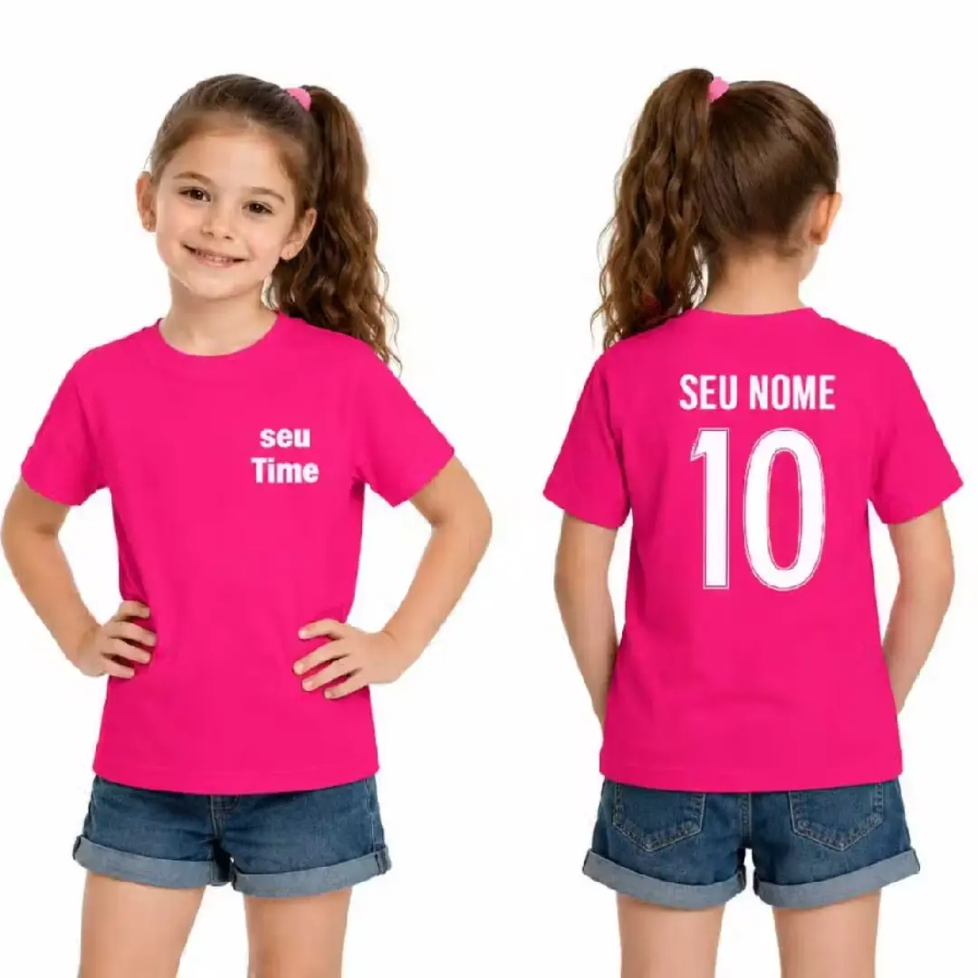 Camiseta infantil algodão — time, nome e número — foto 16