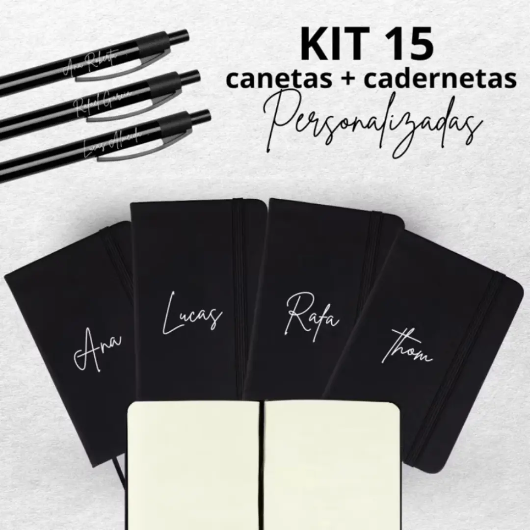 Kit 15 canetas + 15 cadernetas personalizadas — foto 3
