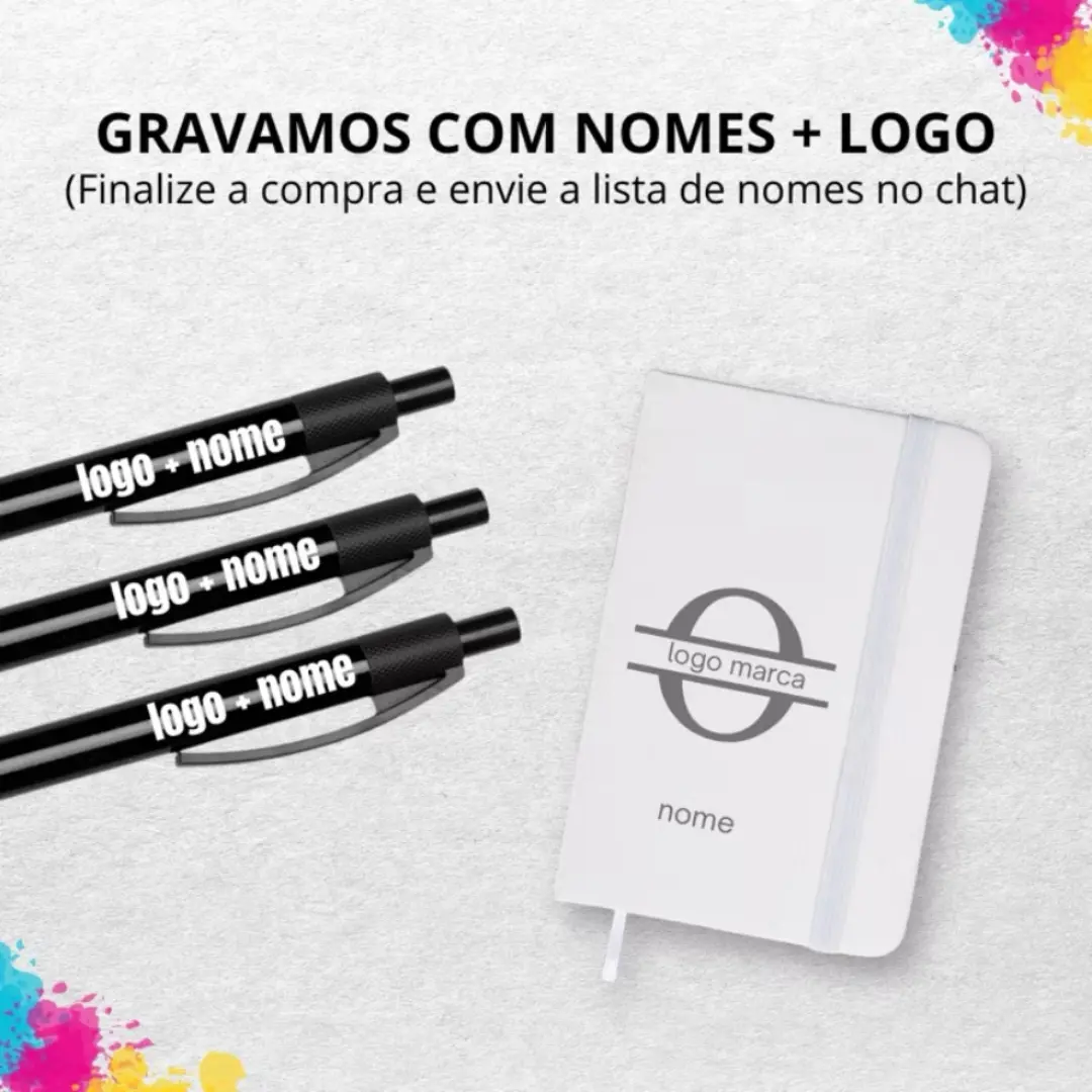 Kit 15 canetas + 15 cadernetas personalizadas — foto 4